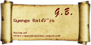 Gyenge Balázs névjegykártya